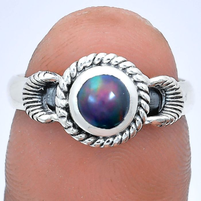 Chalama Black Opal Ring size-7 EXR05225 R-1733, 6x6 mm