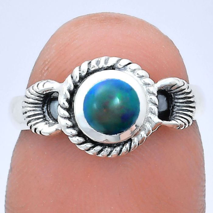 Chalama Black Opal Ring size-6 EXR05226 R-1733, 6x6 mm