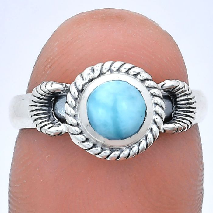 Larimar (Dominican Republic) Ring size-7 EXR05228 R-1733, 6x6 mm