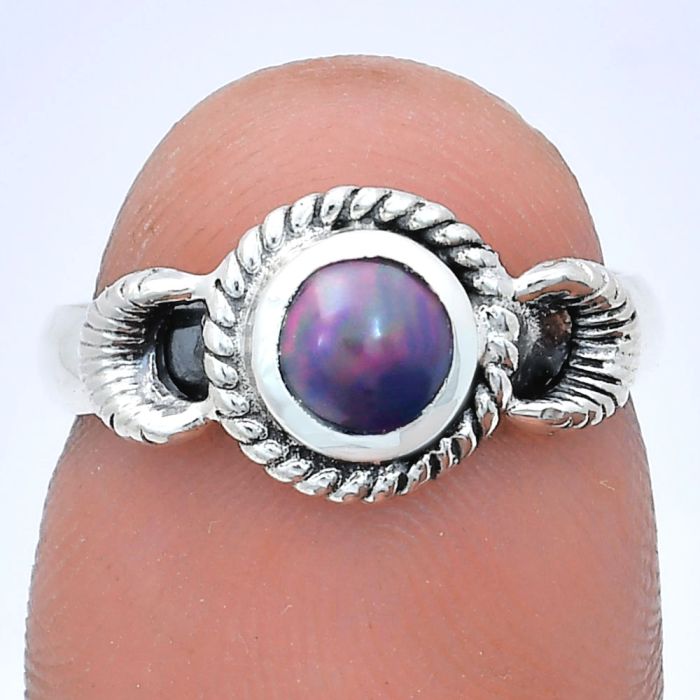 Chalama Black Opal Ring size-6 EXR05229 R-1733, 6x6 mm