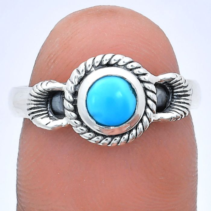 Sleeping Beauty Turquoise Ring size-8 EXR05230 R-1733, 6x6 mm