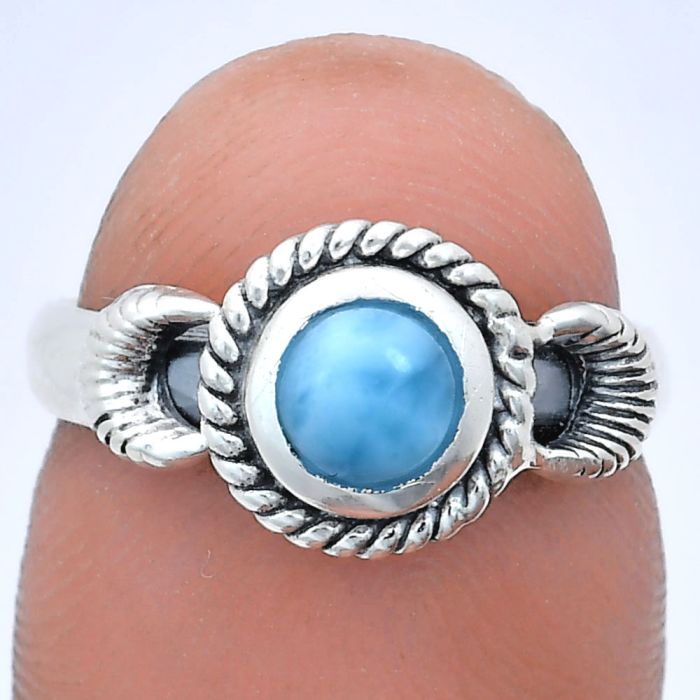 Larimar (Dominican Republic) Ring size-6 EXR05234 R-1733, 6x6 mm