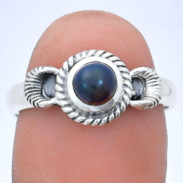 Chalama Black Opal Ring size-8.5 EXR05237 R-1733, 6x6 mm