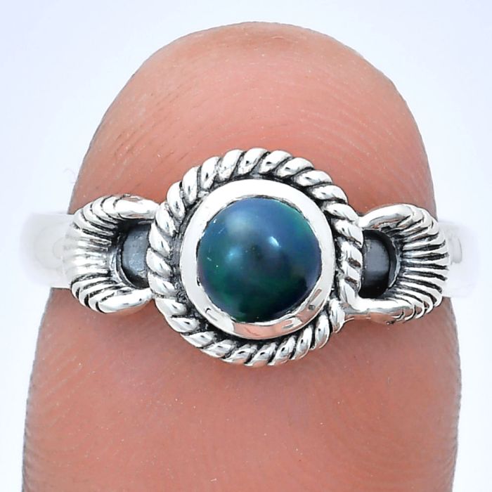 Chalama Black Opal Ring size-8 EXR05239 R-1733, 6x6 mm