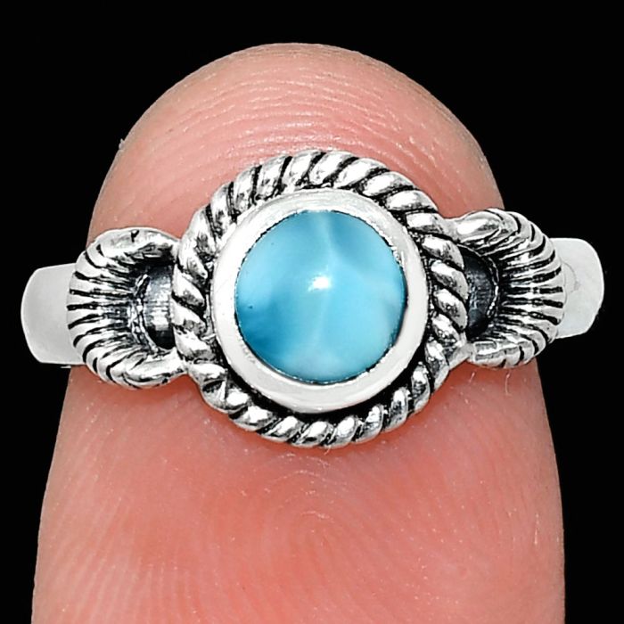 Larimar (Dominican Republic) Ring size-7 EXR05253 R-1733, 6x6 mm