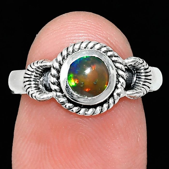 Chalama Black Opal Ring size-8 EXR05254 R-1733, 6x6 mm