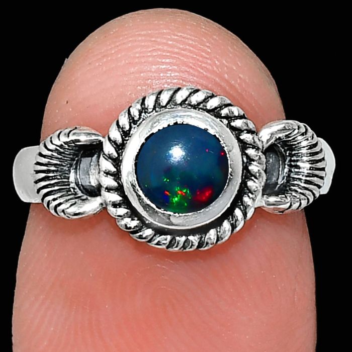 Chalama Black Opal Ring size-6 EXR05255 R-1733, 6x6 mm