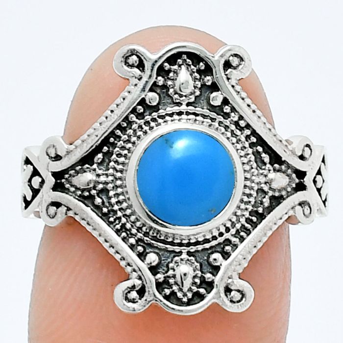 Sleeping Beauty Turquoise Ring size-7.5 EXR05294 R-1734, 6x6 mm