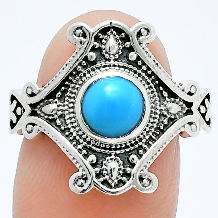 Sleeping Beauty Turquoise Ring size-9 EXR05295 R-1734, 6x6 mm