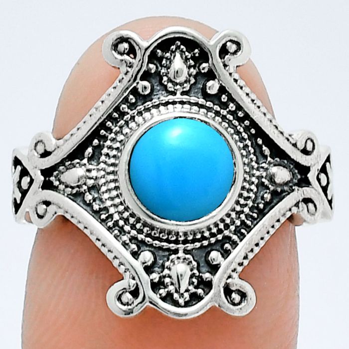 Sleeping Beauty Turquoise Ring size-7 EXR05296 R-1734, 6x6 mm