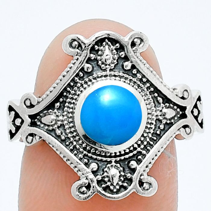 Sleeping Beauty Turquoise Ring size-9 EXR05310 R-1734, 6x6 mm