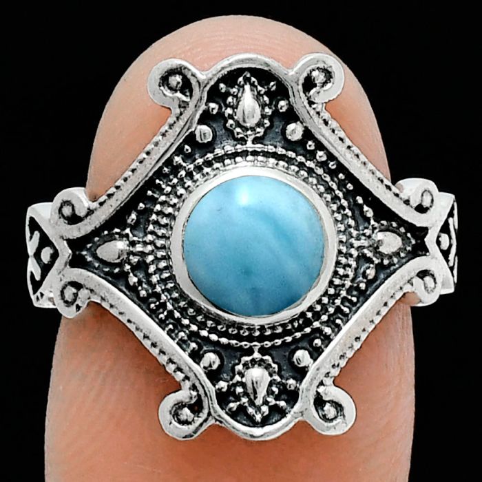 Larimar (Dominican Republic) Ring size-7 EXR05321 R-1734, 6x6 mm