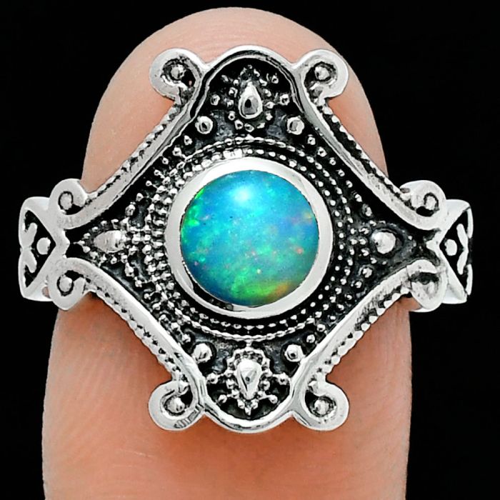 Ethiopian Opal Ring size-8.5 EXR05353 R-1734, 6x6 mm