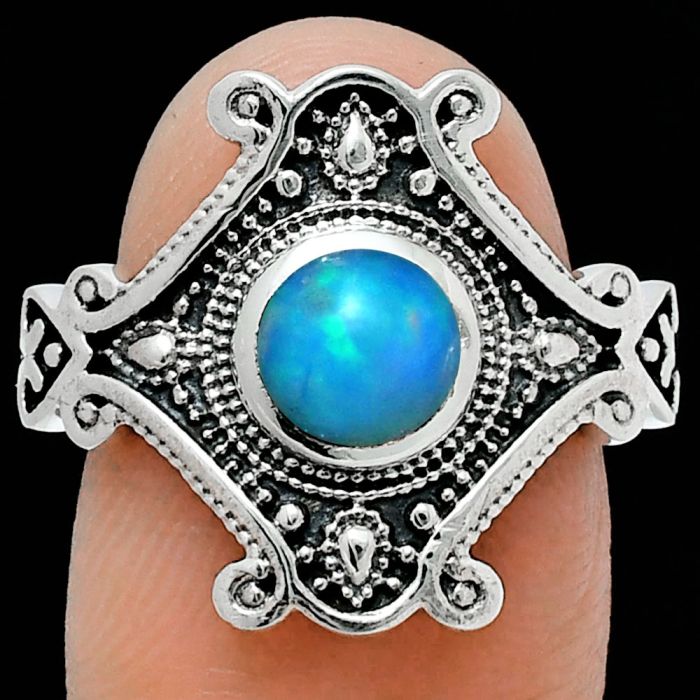 Ethiopian Opal Ring size-8.5 EXR05357 R-1734, 6x6 mm