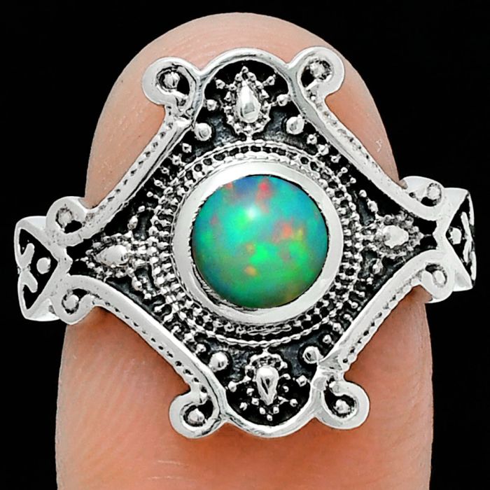 Ethiopian Opal Ring size-9 EXR05359 R-1734, 6x6 mm