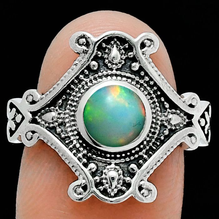 Ethiopian Opal Ring size-9 EXR05365 R-1734, 6x6 mm