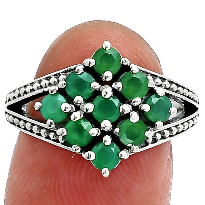 Green Onyx Ring size-7 EXR05438 R-1018, 3x3 mm