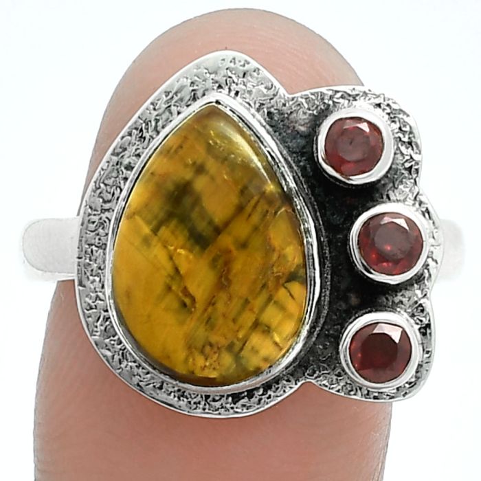 Nellite and Garnet Ring size-10 EXR05655 R-1655, 9x13 mm