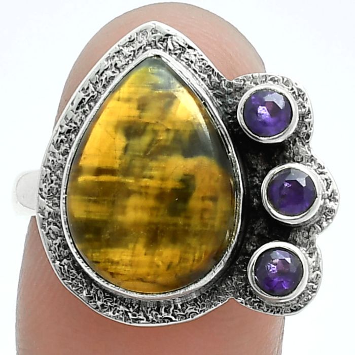 Nellite and Amethyst Ring size-9 EXR05658 R-1655, 11x15 mm