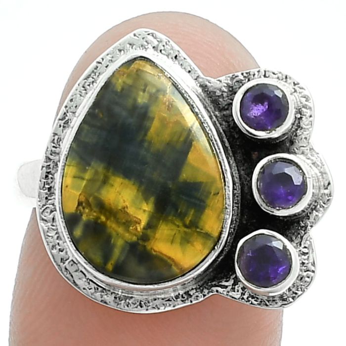 Nellite and Amethyst Ring size-8 EXR05666 R-1655, 10x14 mm