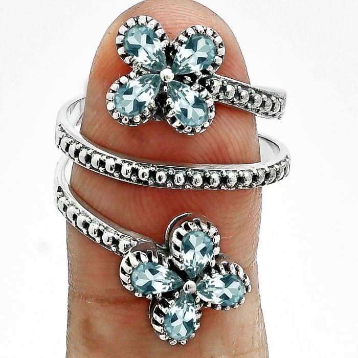 Sky Blue Topaz Ring size-6.5 EXR05704 R-1736, 3x5 mm