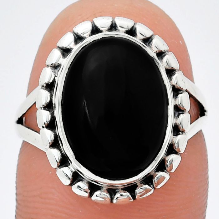 Black Onyx Ring size-9.5 EXR05752 R-1071, 10x14 mm