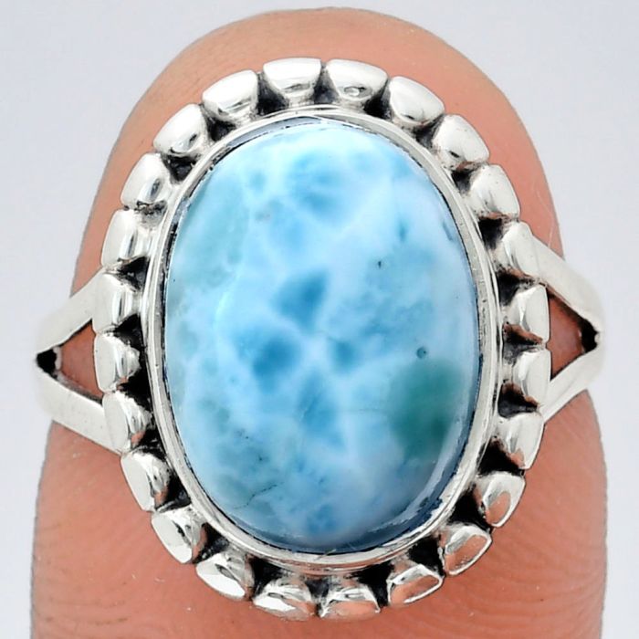 Larimar (Dominican Republic) Ring size-7 EXR05754 R-1071, 10x14 mm