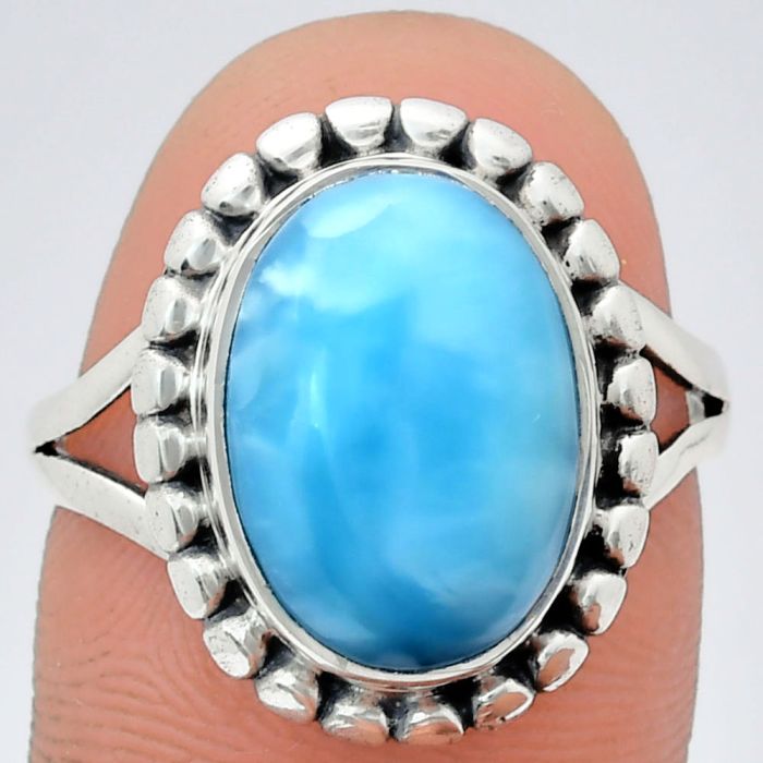 Larimar (Dominican Republic) Ring size-9 EXR05755 R-1071, 10x14 mm