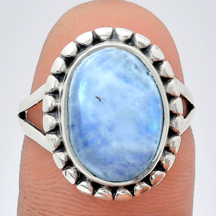 Rainbow Moonstone Ring size-7 EXR05758 R-1071, 10x14 mm