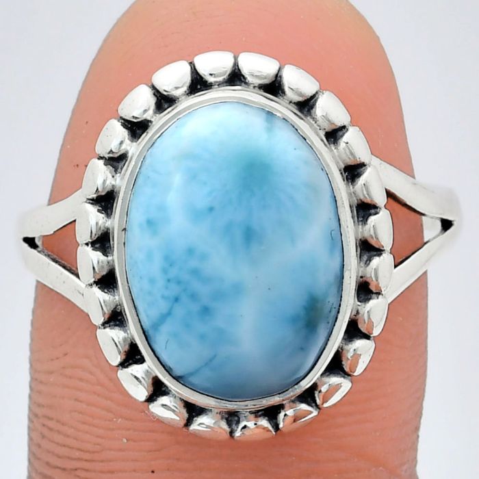 Larimar (Dominican Republic) Ring size-9.5 EXR05759 R-1071, 10x14 mm