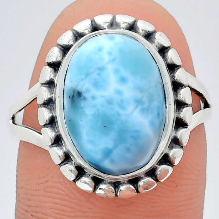 Larimar (Dominican Republic) Ring size-9 EXR05760 R-1071, 10x14 mm