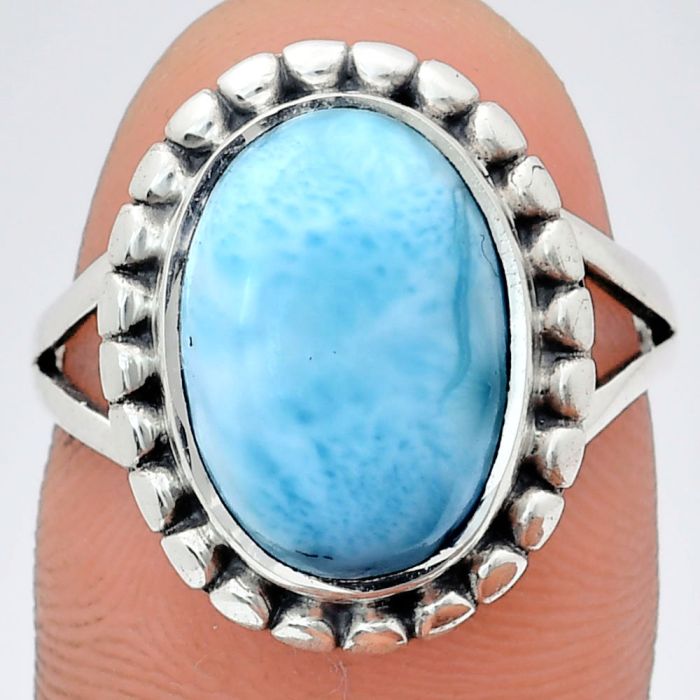 Larimar (Dominican Republic) Ring size-8 EXR05763 R-1071, 10x14 mm