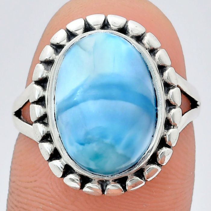 Larimar (Dominican Republic) Ring size-7 EXR05767 R-1071, 10x14 mm