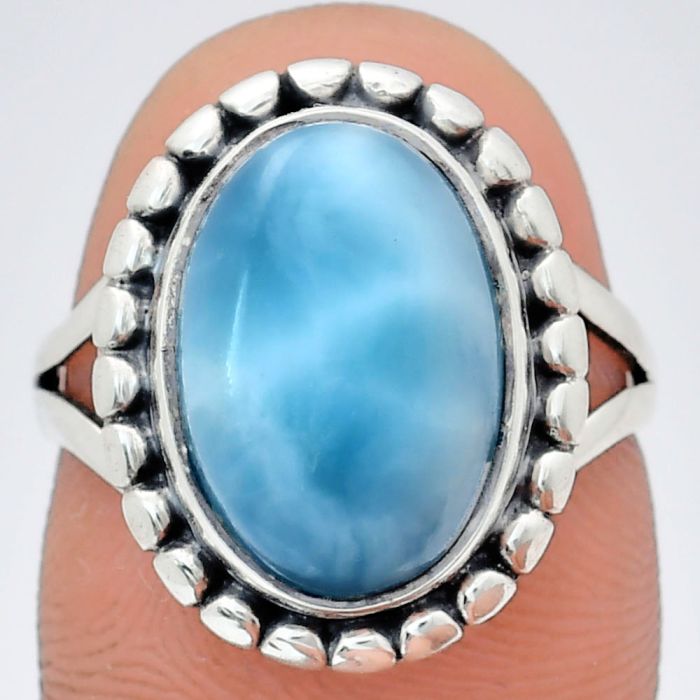 Larimar (Dominican Republic) Ring size-7 EXR05770 R-1071, 10x14 mm