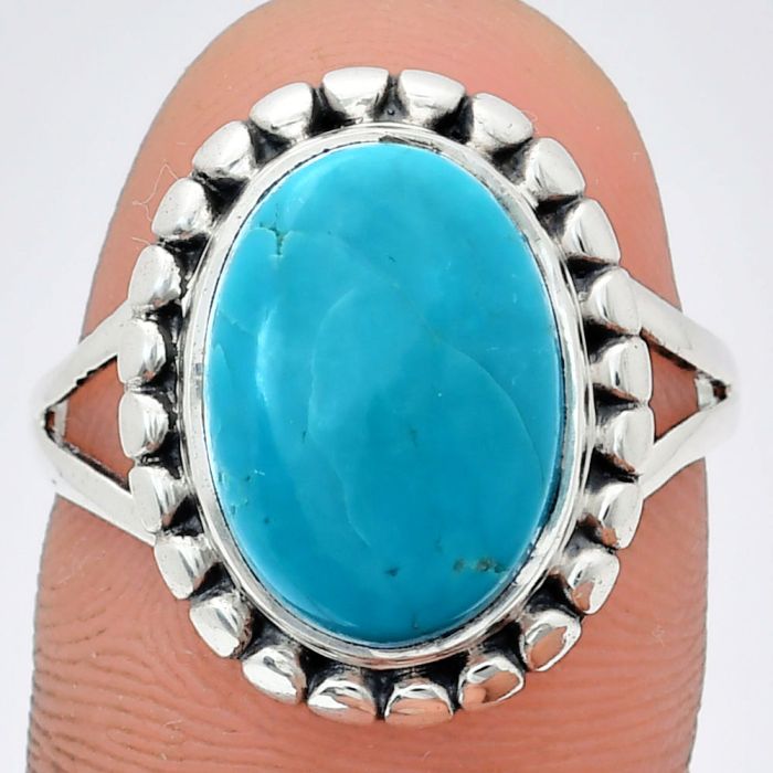 Natural Rare Turquoise Nevada Aztec Mt Ring size-9 EXR05771 R-1071, 10x14 mm