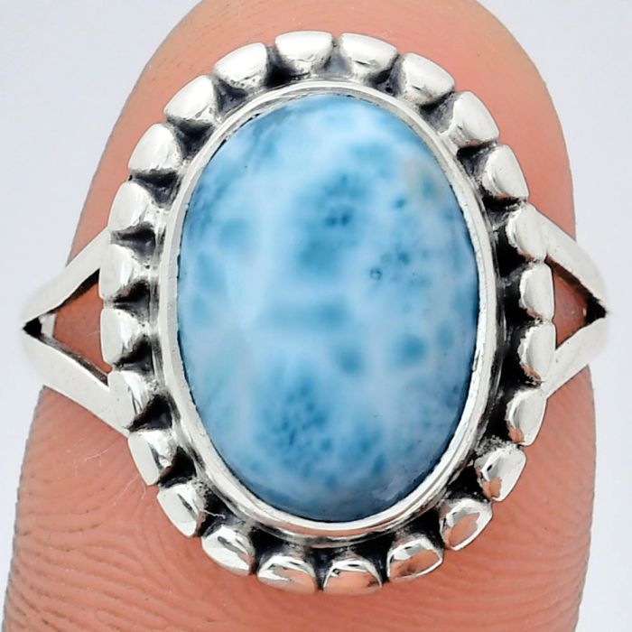 Larimar (Dominican Republic) Ring size-8 EXR05772 R-1071, 10x14 mm