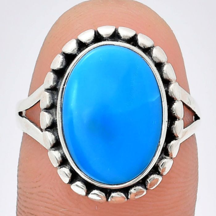 Natural Turquoise Morenci Mine Ring size-8 EXR05780 R-1071, 10x14 mm