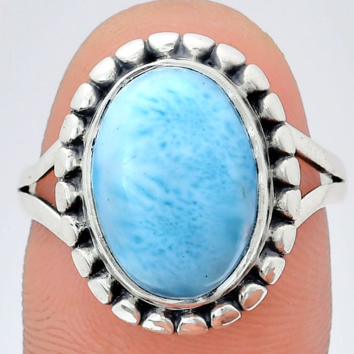 Larimar (Dominican Republic) Ring size-8.5 EXR05781 R-1071, 10x14 mm