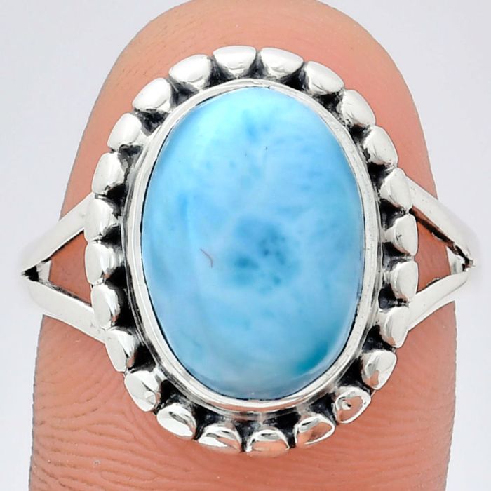 Larimar (Dominican Republic) Ring size-9.5 EXR05783 R-1071, 10x14 mm