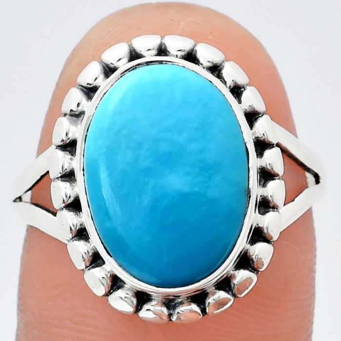 Sleeping Beauty Turquoise Ring size-9 EXR05786 R-1071, 10x14 mm