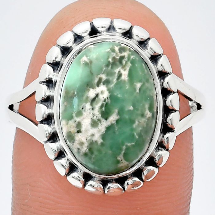 Utah Variscite Ring size-9.5 EXR05787 R-1071, 10x14 mm