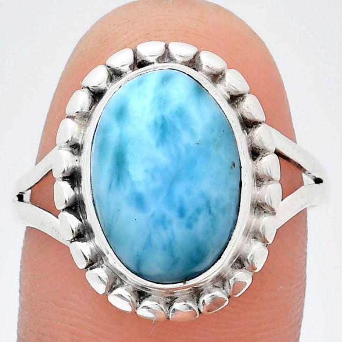 Larimar (Dominican Republic) Ring size-9.5 EXR05792 R-1071, 10x14 mm