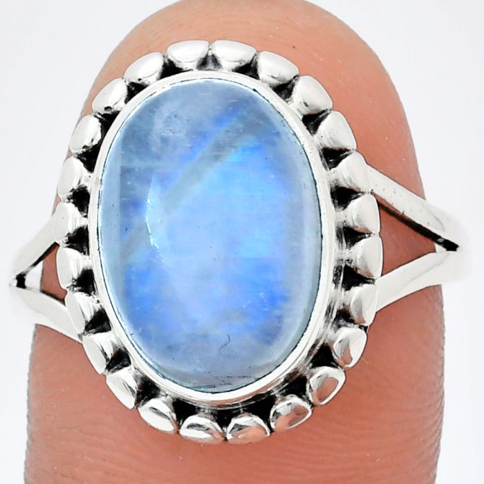 Rainbow Moonstone Ring size-10 EXR05798 R-1071, 10x14 mm