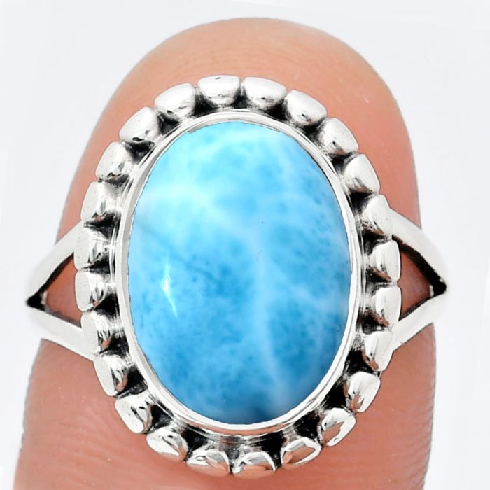 Larimar (Dominican Republic) Ring size-7 EXR05808 R-1071, 10x14 mm