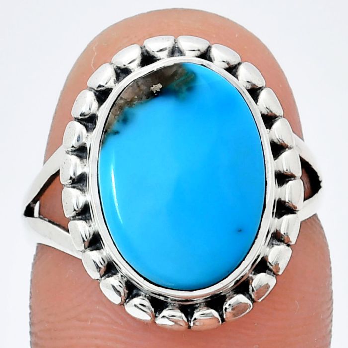 Sleeping Beauty Turquoise Ring size-7 EXR05819 R-1071, 10x14 mm