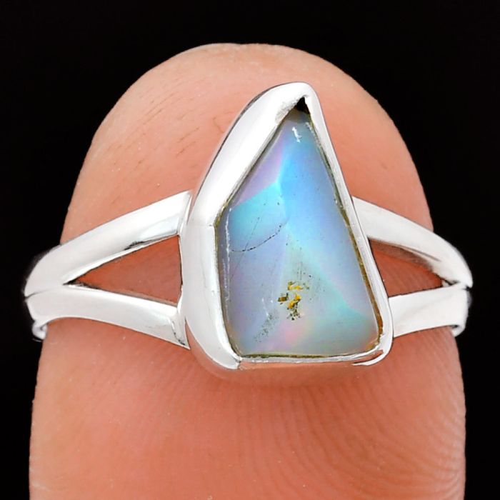 Ethiopian Opal Rough Ring size-7 EXR05832 R-1002, 7x11 mm