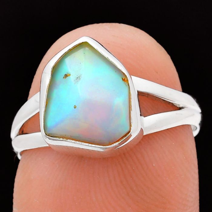 Ethiopian Opal Rough Ring size-7 EXR05836 R-1002, 9x11 mm