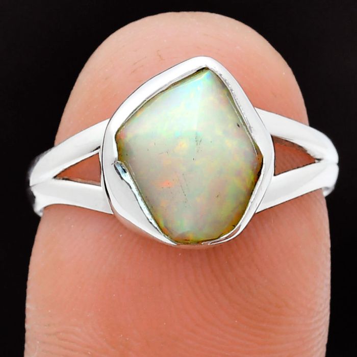 Ethiopian Opal Rough Ring size-7 EXR05840 R-1002, 9x11 mm