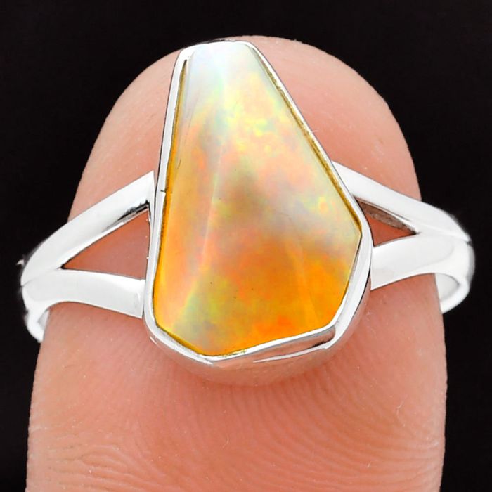 Ethiopian Opal Rough Ring size-9 EXR05843 R-1002, 9x15 mm