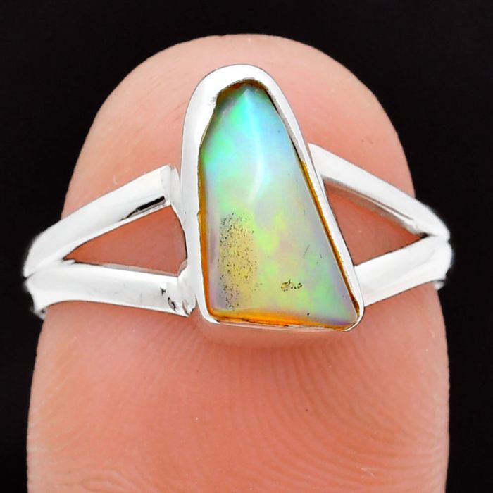 Ethiopian Opal Rough Ring size-7 EXR05847 R-1002, 7x11 mm